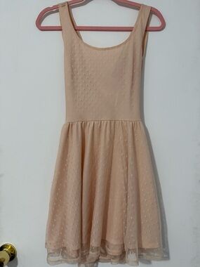 Forever 21 Peach Dot Mesh Skater Dress